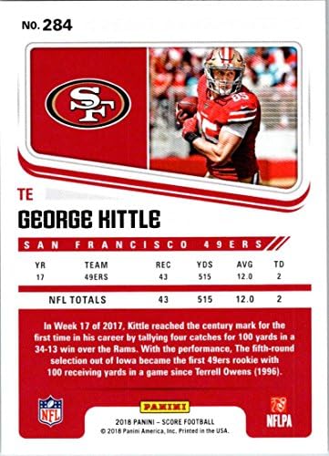 2018 Pontszám 284 George Kittle San Francisco 49ers Foci Kártya
