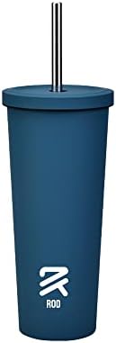 ROD duplafalú rozsdamentes acél, BPA mentes víz kupa szalmával 810 ml Burgundy (Kék)