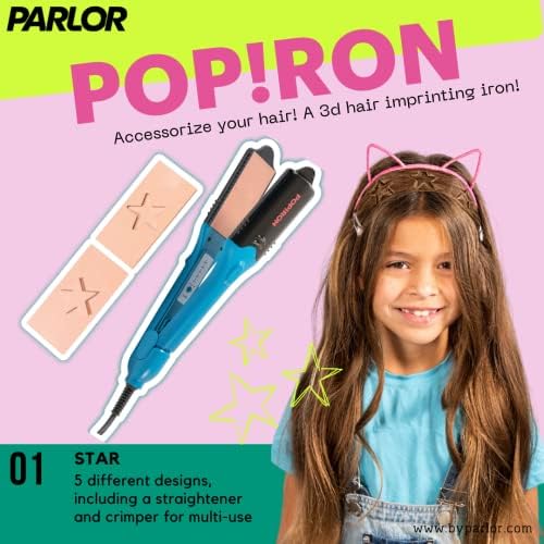 PopIron hajvasalót & Első 3D-s Kép Haj Feltöltési Vas - jön az 5 különböző lemezek, beleértve a hajvasalót, crimpelhető,