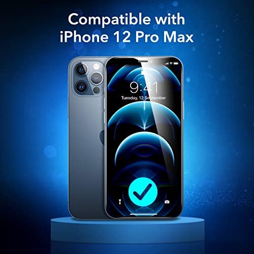 ESR Edzett Üveg kijelző Védő fólia iPhone 12 Pro Max [3-Pack] [Egyszerű Telepítés Keret] [Esetben-Barátságos] Prémium Edzett