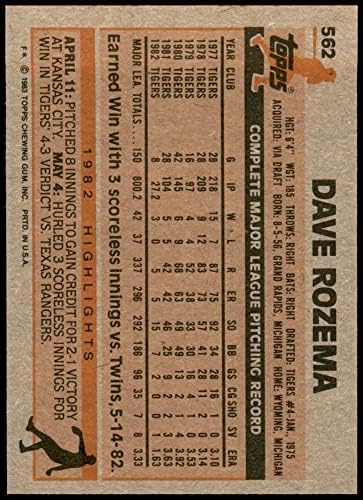 1983 Topps 562 Dave Rozema Detroit Tigers (Baseball Kártya) NM/MT Tigrisek