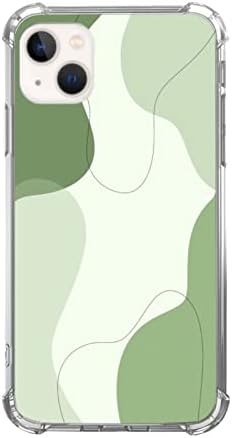Oubliert Esztétikai Sage Green Line Art Esetben Kompatibilis az iPhone 13, Minimalista Absztrakt Zöld Foltok az iPhone számára,
