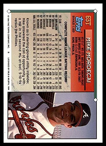 1994 Topps 63 T Mike Mordecai Atlanta Braves (Baseball Kártya) NM/MT Bátrabbak