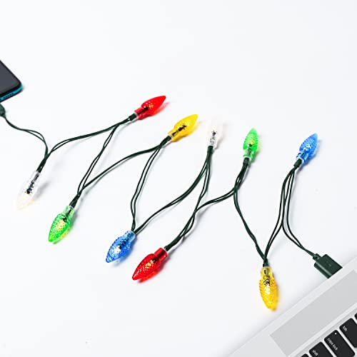 LED Karácsonyi Fények Telefon Töltő Kábel, Ünnepi USB Izzó Töltő, 50 Hüvelyk 10 Többszínű LED Lámpa Kompatibilis Telefon