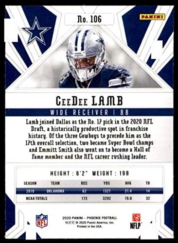 2020 Panini Phoenix Tűz Tört 106 CeeDee Bárány Dallas Cowboys (Ezüst Prizm Refraktor) NFL Labdarúgó-Kártya (RC - Újonc Kártya)