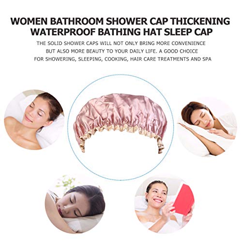 HEALLILY zuhanysapka - Rugalmas Megvastagodása Vízálló Fürdő Kalap Zuhany Kalap Nők 2db (Rózsaszín)