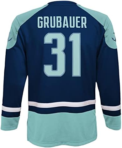 Outerstuff Philipp Grubauer Seattle Kraken NHL Fiúk 4-18 Mély Tenger Kék hazai Játékos Jersey