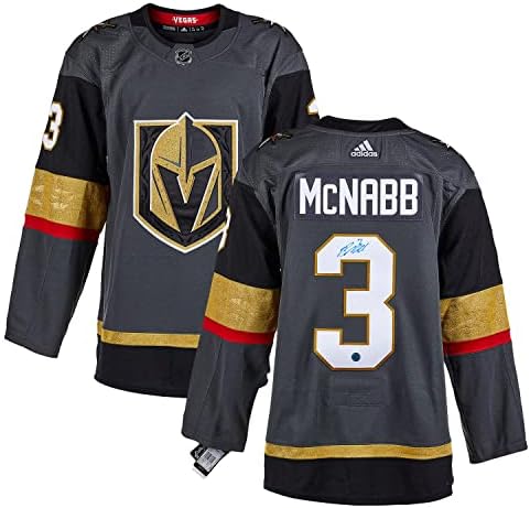 Brayden McNabb Vegas Arany Lovagok Dedikált Adidas Jersey - Dedikált NHL-Mezek