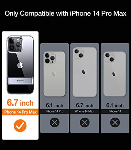 TORRAS iPhone 14 Pro Max Esetben Egyértelmű állvánnyal [3 Állni Módon Beépített Állvány] [Sosem Sárga]10FT Katonai Csepp