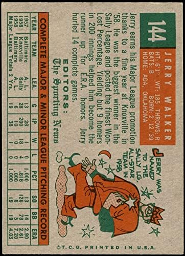 1959 Topps 144 Jerry Walker Baltimore Orioles (Baseball Kártya) EX/MT Orioles
