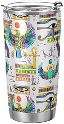 Ősi Egyiptomi Szimbólumok Szeme 20oz Pohár Üveg Fedő, Szalma, Szigetelt Kávé Ice Cup Porszívó Rozsdamentes Acél Shaker Üveg