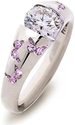 Yistu Cirkónia Gyűrűk Divat Egyszerű, Aranyos Pillangó Cirkon Gyűrű Személyiség Színes Gyűrű a Nők (C, Méret)