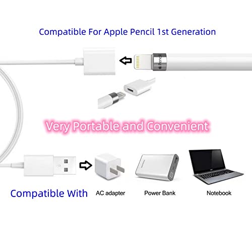 ONGAHON Töltő Adapter Kompatibilis Apple Ceruza 1. Generációs, 2 Csomag (1FT/30CM) USB-EGY Férfi, hogy a Villám Női,iPencil