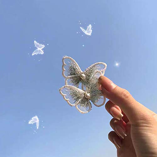 Hajtű Klip, 5db Nők 3D Pillangó Hímzés Hamis Gyöngy, Hajtű Oldal Frufrum Haj Klipek - Pillangó