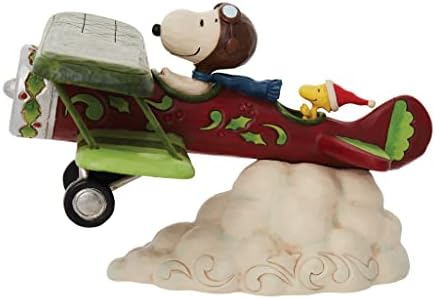 Enesco Jim Shore Mogyoró Snoopy Repülő Karácsonyi Ace Gép Figura, 5.12 Inch, Többszínű