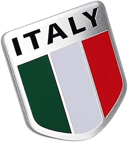 5 Olaszország Zászló, Autó Matrica, Matrica Alumínium Ötvözet + Kulcstartó + 4 x Gumiabroncs Szelep, Jelkép Készült Alumínium