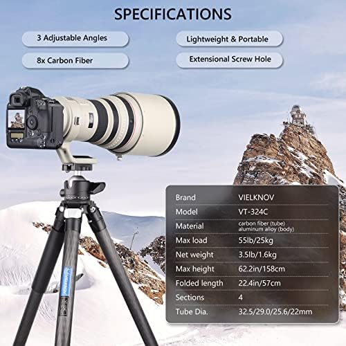 Szénszálas Állvány, nagy teherbírású Kamera Állvány Ultra Stabil & Könnyű, Professzionális Kamera Utazási Állvány DSLR Fényképezőgép,