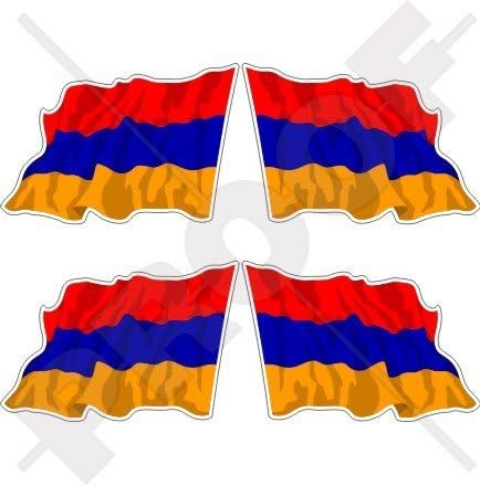 ÖRMÉNY örmény Hullámzó Zászló 2 ( 50 mm ) Vinil-Lökhárító-Sisak Matrica, Matricák x4