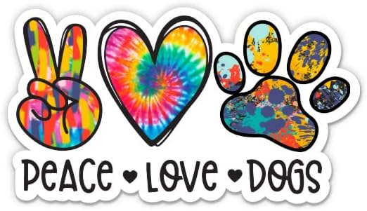 Béke Imádom a Kutyákat Matricák - 2 Csomag 3 Matricák - Vízhatlan Pvc Autó, Telefon, Víz, Üveg, Laptop - Színes Kutya Szerető