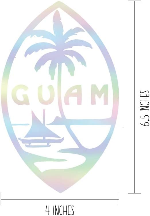 Guam Sziget - Holografikus Ezüst Matrica az Autók, a Windows, laptopok | Prémium Minőségű Vinyl | 6.5 cm X 4 cm