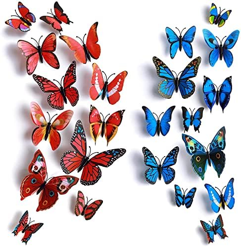 3D Pillangó, Hűtő Mágnes ,Cserélhető MŰANYAG Fali Matrica, Matrica, Otthon & Gyerek Szoba, Hálószoba Art Dekoráció (24pcs