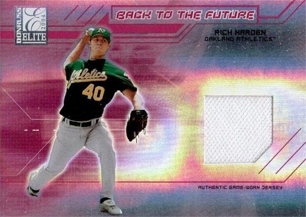 Gazdag Harden játékos kopott jersey-i javítás baseball kártya (Oakland Athletics) 2004 Donruss Elit Vissza a Jövőbe Refraktor