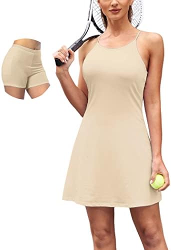 COOrun Női Tenisz Ruha Ujjatlan Beépített Melltartó & Nadrág Zsebében Edzés Ruha Gyors Száraz Gyakorlat Ruhát Golf Tenisz