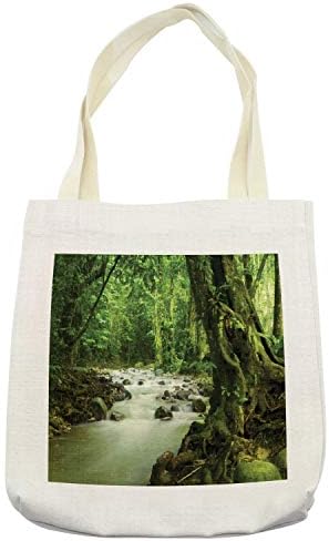 Ambesonne Esőerdő Táska, Trópusi Esőerdő Rocky River a Selangor Állami Malajzia Vadon élő Szövet Textília Újrafelhasználható