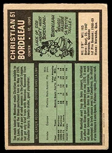 1971 O-Pee-Chee 51 Chris Bordeleau Chicago Blackhawks (Hoki-Kártya) VG Blackhawks