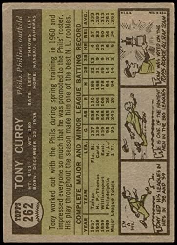 1961 Topps 262 Tony Curry Philadelphia Phillies (Baseball Kártya) VG/EX Phillies