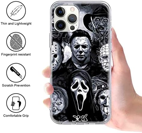 2 Csomag Király Telefon tok iPhone 13 Pro Max Esetben Egyértelmű, 6.7,Sikoly Horror Film Nyomtatott, Koponya Szellem Arca