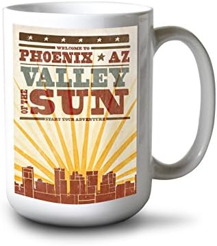Lámpás Nyomja meg a Phoenix, Arizona, Skyline, illetve Sunburst Screenprint Stílus ( Pamut Vászon Újrafelhasználható