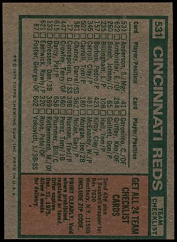1975 Topps Mini Baseball card531 Sparky Anderson w Vörösök Csapata, a Cincinnati Reds Kiváló Minőségű