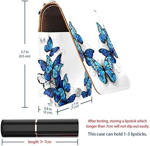 Mini Rúzst Kék Szimmetrikus Pillangók, Fehér Rúzs Szervező a Tükör Gomb Lezárás Teszik ki Jogosult az Utazási Bőr Kozmetikai