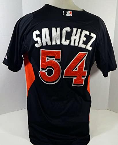 2012-13 Miami Marlins Sanchez 54 Játékban Használt Fekete Jersey ST BP 44 DP18417 - Játék Használt MLB Mezek