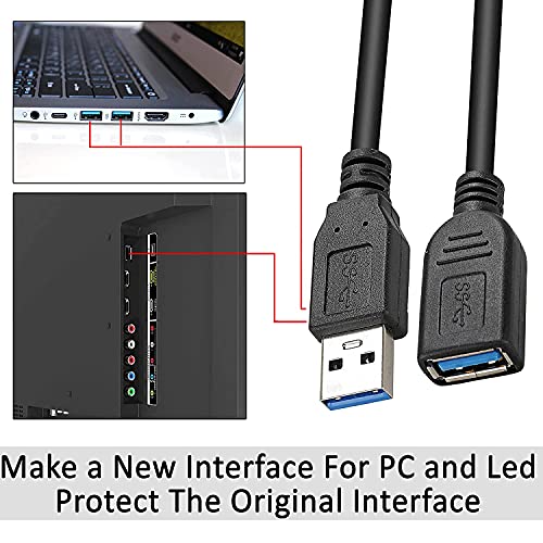 SAITECH 2 Csomag USB 3.0 Férfi Egy Nő meg Egy Hosszabbító Kábel Nagy Sebességű 5GBps a Laptop/PC/Printers - 3 Méter, Fekete