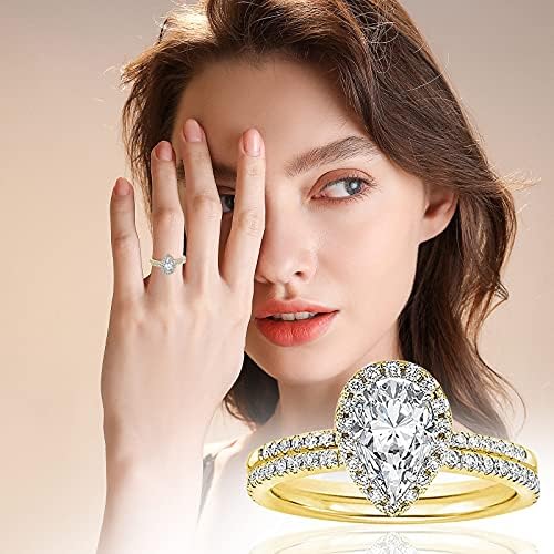 Csörög a Nők 2023 Születésnapi Ajándékok a Szerelem Divat Gyűrű Gyémánt Csepp Víz Faragás Alakú Rombusz Alakú Teljes