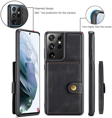 Zinalop 2-in-1 tasak Telefon Esetében a Sumsang S21 Ultra 6.8, Luxus PU Bőr Flip tok védőburkolat Mágneses [Card Holder]