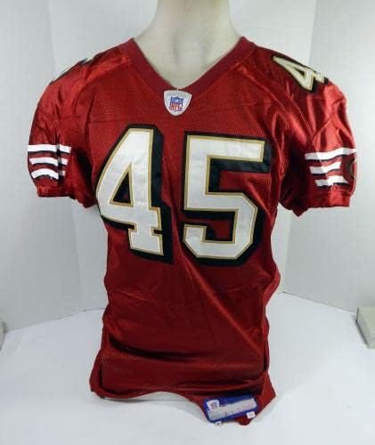 2004-ben a San Francisco 49ers Zak Keasey 45 Játék Kiadott Piros Mez 46 DP30882 - Aláíratlan NFL Játék Használt Mezek