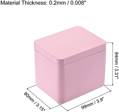 uxcell Fém Dobozban, 3.9 x 3.15 x 3.31, Téglalap alakú, Üres Tinplate edényben Fedő Rózsaszín, a Haza Szervező, Gyertyák,