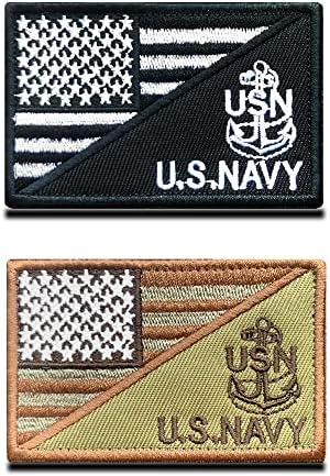 Zcketo 2 Db Amerikai Zászló/Navy Horgony Javítás, Taktikai USA USN Foltok, Katonai Amerikai Haditengerészet Lobogója tépőzáras