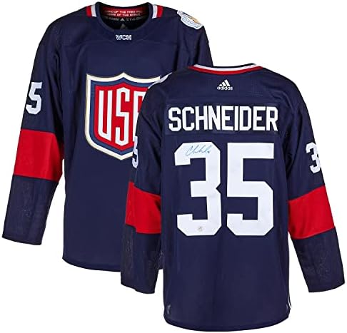 Cory Schneider a Team USA-ban Aláírt -világbajnokság Jégkorong Adidas Jersey - Dedikált NHL-Mezek