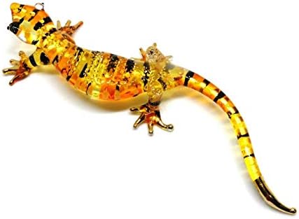 Kézzel készített Mini Orange Gecko Gyík Fújt Üveg-Művészet Állat Figurák Adatok születésének Évfordulója Esküvői Ajándék