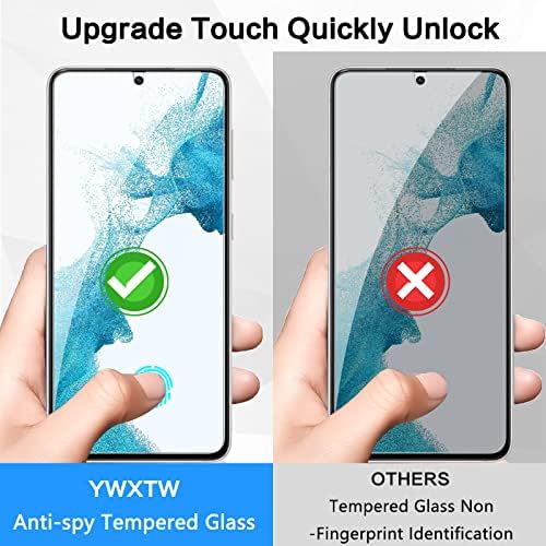 [2 Csomag] YWXTW Célja a Samsung Galaxy S22 6.1 Privacy Screen Protector, [Support Ujjlenyomat Kinyit] Anti-Spy 9H Keménységű