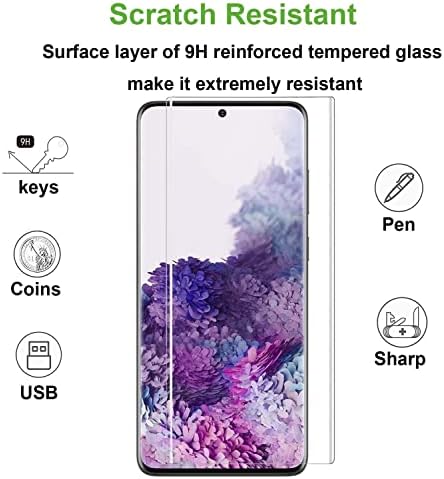 [2 Csomag] FGFLOWER képernyővédő fólia Samsung Galaxy S20 5G 6.2-es, Teljes Lefedettség UV Edzett Üveg kijelző Védő fólia,