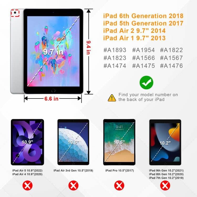 Fintie Forgó Esetben az iPad 6. / 5. Generációs (2018 2017 Modell, 9,7 hüvelykes), iPad 2 / iPad Air 1-360 Fokos Elforgatása