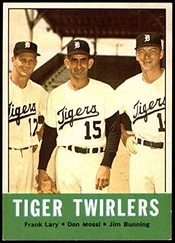 1963 Topps 218 Tigris Twirlers Jim Bunning/Frank Lary/Ne Mossi Detroit Tigers (Baseball Kártya) NM/MT Tigrisek