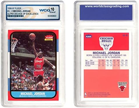 Michael Jordan Valódi 1996-97 Fleer Évtized Kiválósági 4 Újonc Kártya - Osztályozott GEM Menta 10