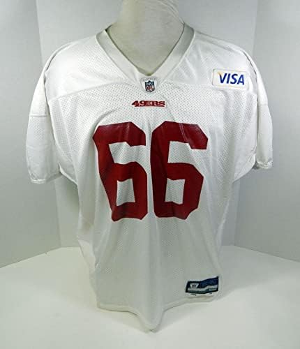 2009-ben a San Francisco 49ers Eric Heitmann 66 Játék Kiadott Fehér Gyakorlat Jersey 7 - Aláíratlan NFL Játék Használt Mezek
