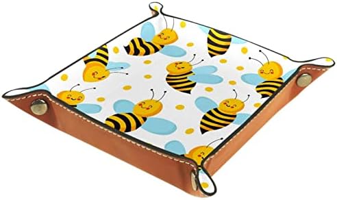 Tacameng Tároló Doboz Kicsi, Aranyos Repülő Méhek a Mézet Minta, Bőr Őrzött Tálca Asztali Tároló Szervező a Tárca Órák Kulcsok
